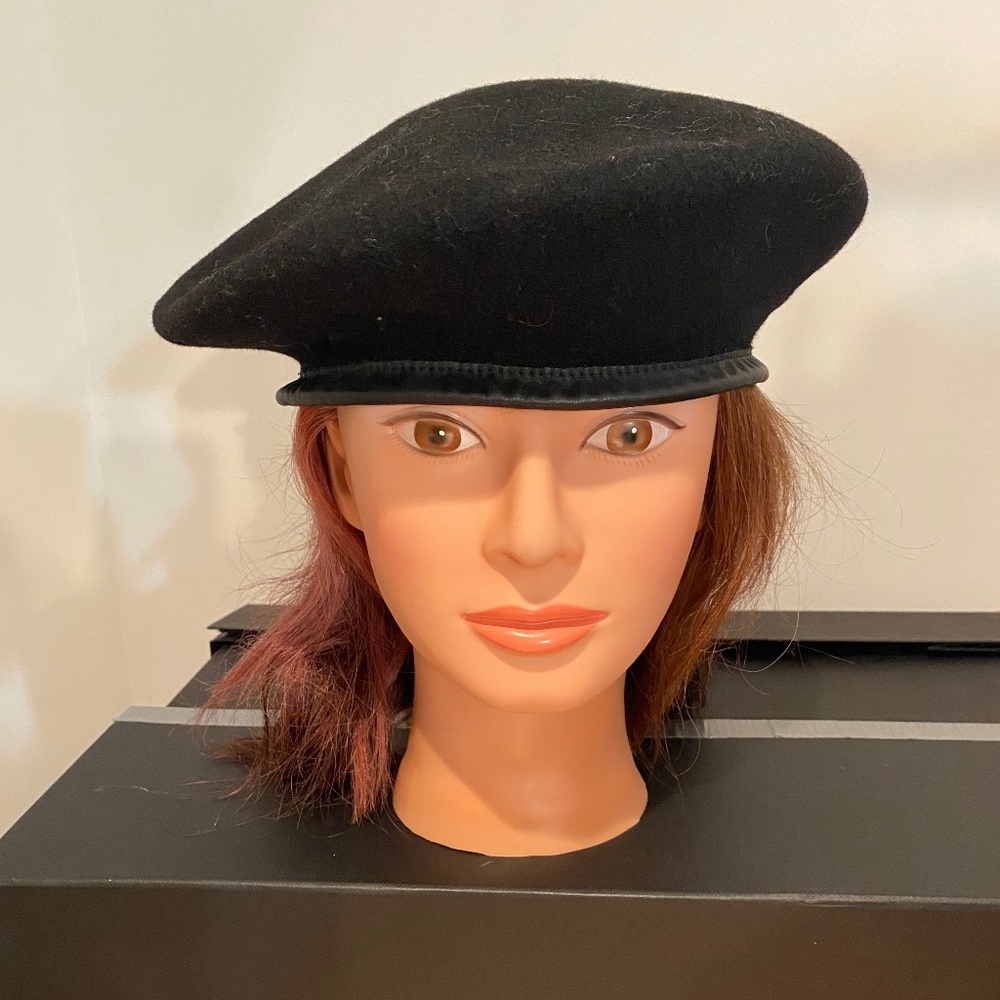 KANGOL Mens Black Beret Hat Sz XL